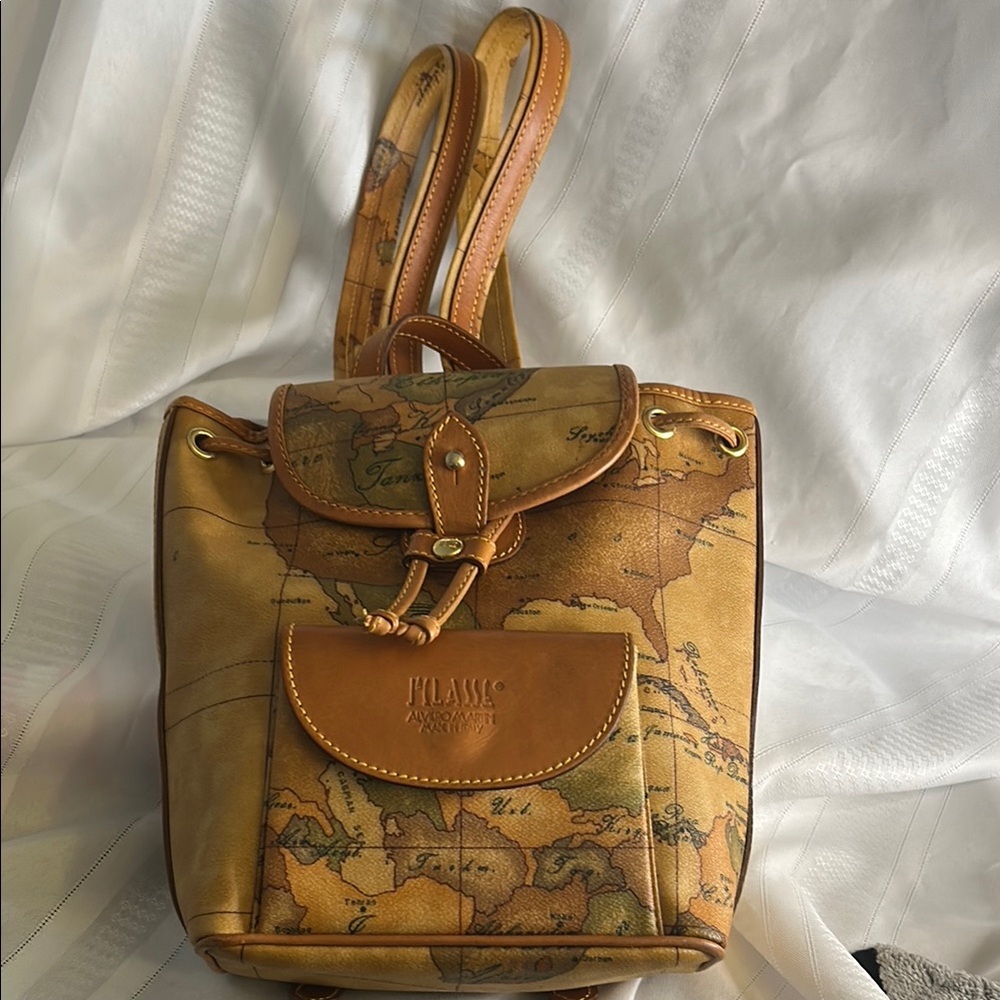 Alviero Martini 1a Classe Geo Classic Map Print Mini Backpack Vintage - Picture 4 of 13